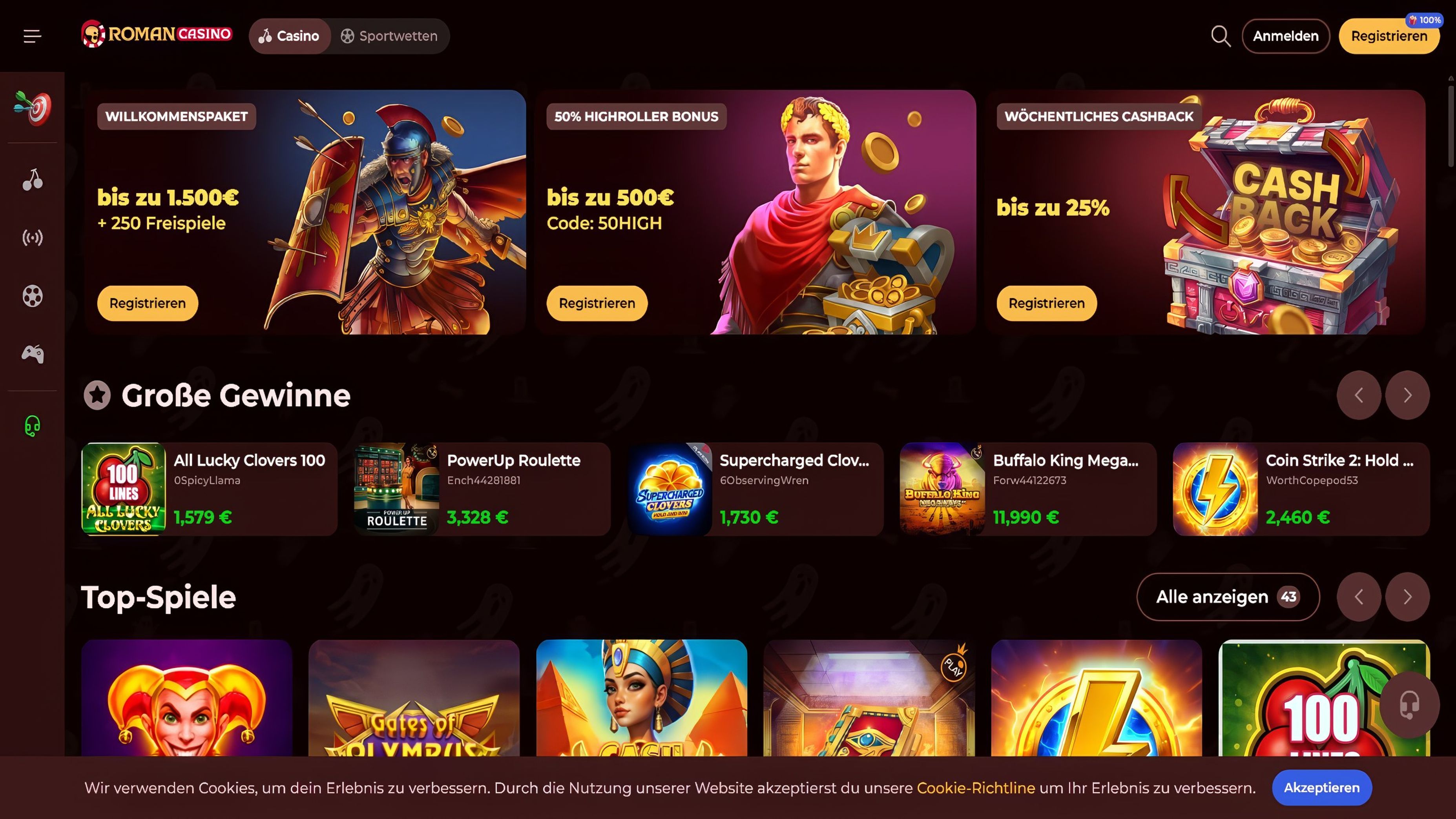 Roman Casino desktop screenshot 1